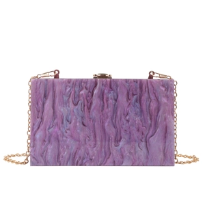 Marble Pattern Acrylic Box Evening Clutch Bag With Metal Chain Strap For Women Party Dinner Wedding Fashion