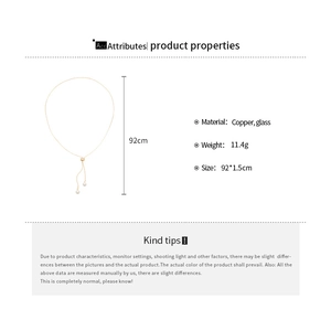 Tableau des tailles détaillé pour collier en Y minimaliste avec chaîne cuivre et perles