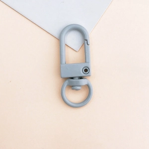 Matte grey lobster clasp keychain with 360-degree swivel ring for DIY bag accessories