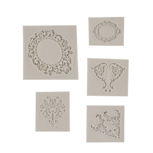 Five vintage European style silicone molds for relief photo frame fondant and DIY resin