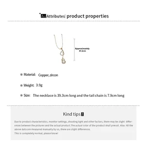 Détail du collier à pendentif gourde plaqué or avec zircon scintillant et perle