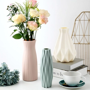 Vase À Fleurs En Plastique Style Nordique Design Origami Géométrique Imitation Céramique Décoratif Bureau Maison