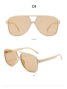 Detail view of model C4 pilot sunglasses with light khaki frames and double bridge
