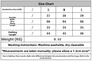 Tableau des tailles détaillé pour veste en tricot femme avec mesures d'épaules et buste