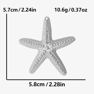 Detailed size and weight specs of textured 304 stainless steel starfish charm pendant