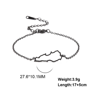 Detailed specs of Lebanon map cut-out pendant bracelet in matte black finish