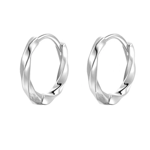 Paire de boucles d'oreilles créoles torsadées en acier inoxydable argenté poli