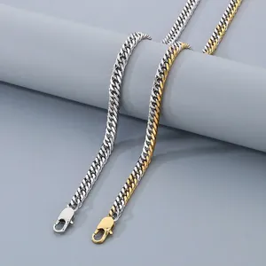 Collier Maille Cubaine Acier Inoxydable 304 Chaîne Gourmette Plate Minimaliste Hip Hop Bijoux Accessoire Pour Hommes