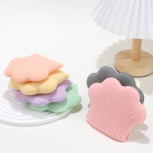 Cat paw shaped facial cleansing sponges in multiple pastel colors for makeup removal