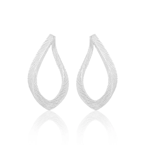 925 Sterling Silver Geometric Water Drop Stud Earrings For Women Hollow Striped Textured Metal Minimalist Jewelry Accessory