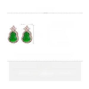 Detail specifications for zircon gourd stud earrings in copper with dimensions and weight