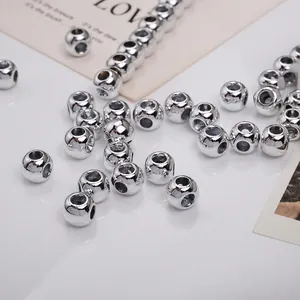 8mm silver-plated large hole beads for DIY jewelry and phone chain making