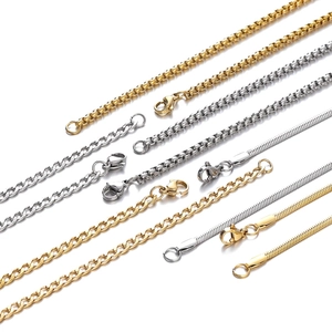 Catene a maglia cubana e a serpente in acciaio inossidabile color oro e argento