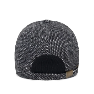 Rear view of a warm winter baseball cap for men with adjustable metal buckle and thick fabric