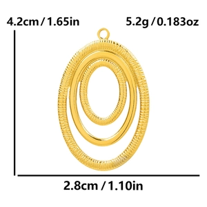 Golden irregular oval stainless steel pendant with dimensions and weight detail