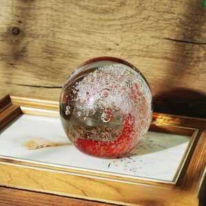 Boule de verre presse-papiers bulle rouge vague sphère décoration de bureau art