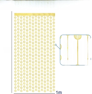 Golden hollow disco ball foil curtain dimensions showing 1m width and 2m height for party