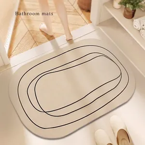 Diatomaceous Earth Bath Mat Super Absorbent Quick Dry Soft Anti-Slip Rubber Backing Bathroom Floor Rug Modern Minimalist