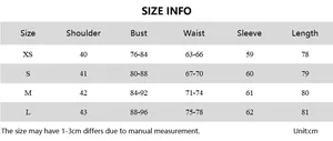 Size information chart for the sexy V-neck ruffle dress with detailed measurements in cm
