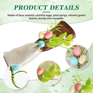 Easter egg napkin ring with pastel eggs and faux greenery for spring table decor