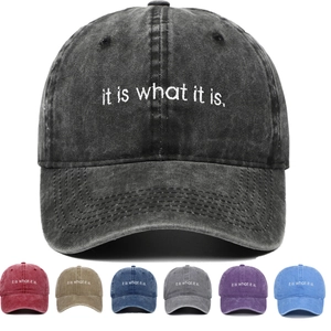 Washed Cotton Baseball Cap Embroidered It Is What It Is Adjustable Vintage Distressed Sun Hat Outdoor Sports Unisex