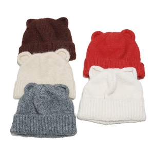 Berretto in maglia da donna con orecchie da orso in vari colori per l'autunno e l'inverno