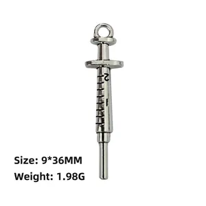 Alloy Syringe Charms Silver Medical Pendant Nurse Doctor Theme For DIY Jewelry Making Crafts Bracelet Necklace Accessory