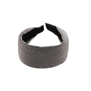 Elegant wide headband with sparkling rhinestones and black anti-slip lining for women
