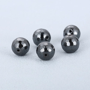 Polished black faceted iron steel beads with center holes for DIY jewelry making