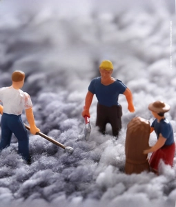 Detail of high-density microfiber bath mat showing thick texture with creative miniature model