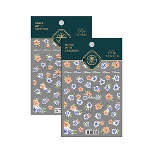 Embossed floral nail stickers set TS-2233 with colorful 3D flower designs on white background