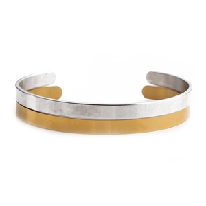 Set di bracciali rigidi aperti in acciaio al titanio oro e argento da uomo, finitura opaca