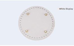 White 15cm circular bag base with gold metal studs and pre-drilled holes for DIY crochet