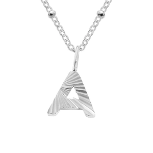 Zilveren titanium stalen ketting met gestructureerde letter A hanger voor dames