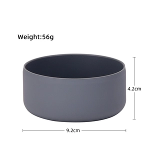 Grey silicone protective boot for wide-mouth water bottles with precise size measurements