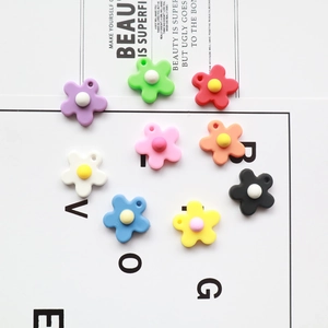 Set of colorful resin flower charms for DIY keychains and headphone case accessories
