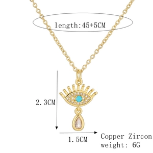 Spécifications de taille pour collier pendentif œil maléfique en cuivre et zircone