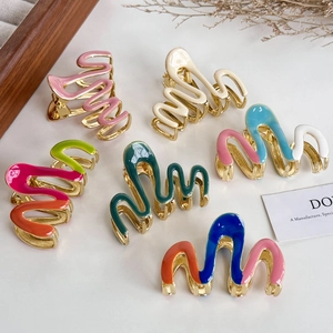 Molletta Per Capelli In Lega Elegante Forma A Onda Geometrica Smalto Accessorio Per Donna