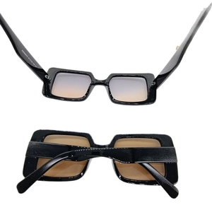 Retro square frame sunglasses set with gradient lenses and street style hip-hop design