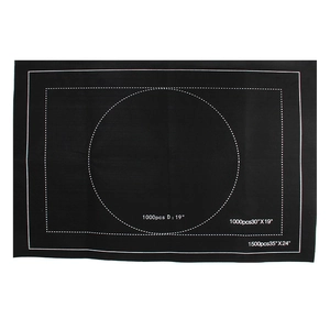 Tapis de puzzle portable en feutre noir pour 1000-1500 pièces avec guides de mesure imprimés