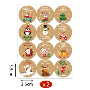 Detail of 3.5cm Merry Christmas round sealing stickers with cartoon patterns