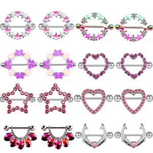 Nipple Shield Rings Stainless Steel Heart Butterfly Star Cubic Zirconia Body Piercing Jewelry Barbell For Women