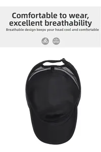 Detail of black mesh cadet hat showing breathable texture and adjustable back strap
