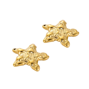 Pendentifs étoile de mer dorés en acier inoxydable avec texture pour bijoux