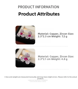 Detailed view of vintage zircon flower earrings and ring set with size specifications
