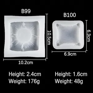Pillow shape silicone mold set for clay decor and baking with specific size and weight info
