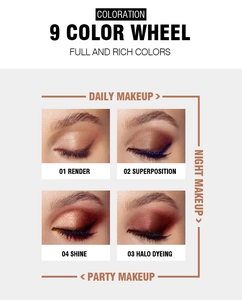 Quattro look professionali per occhi realizzati con palette di ombretti a 9 colori