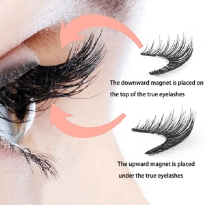Instructional guide for applying 5-magnet magnetic eyelashes on top and bottom of lashes