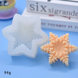 Macro detail of snowflake silicone mold with intricate textures for DIY cake baking