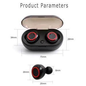 Y50 TWS Bluetooth 5.0 wireless in-ear headphones with black and red charging case